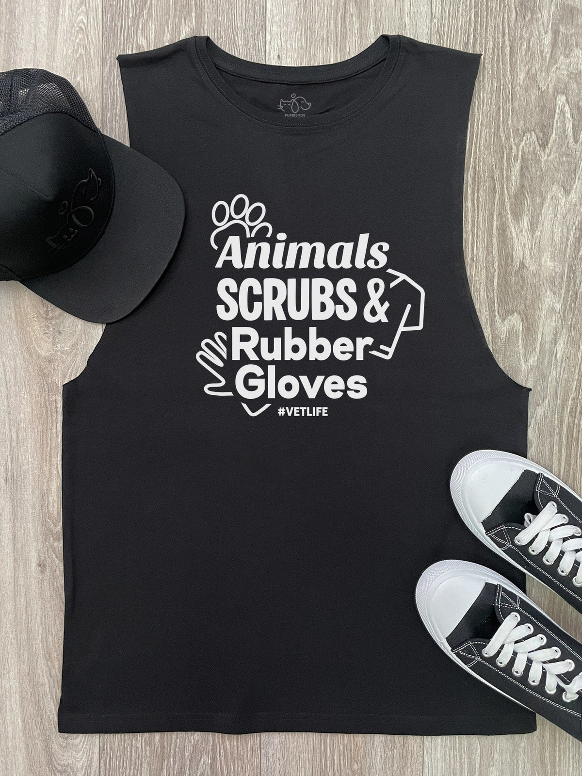 Animals Scrubs & Rubber Gloves Axel Drop Armhole Tank