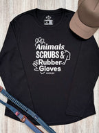 Animals, Scrubs & Rubber Gloves Olivia Women's Long Sleeve Tee