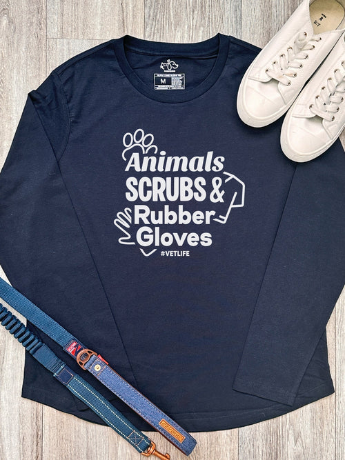 Animals Scrubs & Rubber Gloves Olivia Women's Long Sleeve Tee