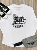 Animals, Scrubs & Rubber Gloves Olivia Women's Long Sleeve Tee
