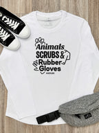 Animals, Scrubs & Rubber Gloves Olivia Women's Long Sleeve Tee