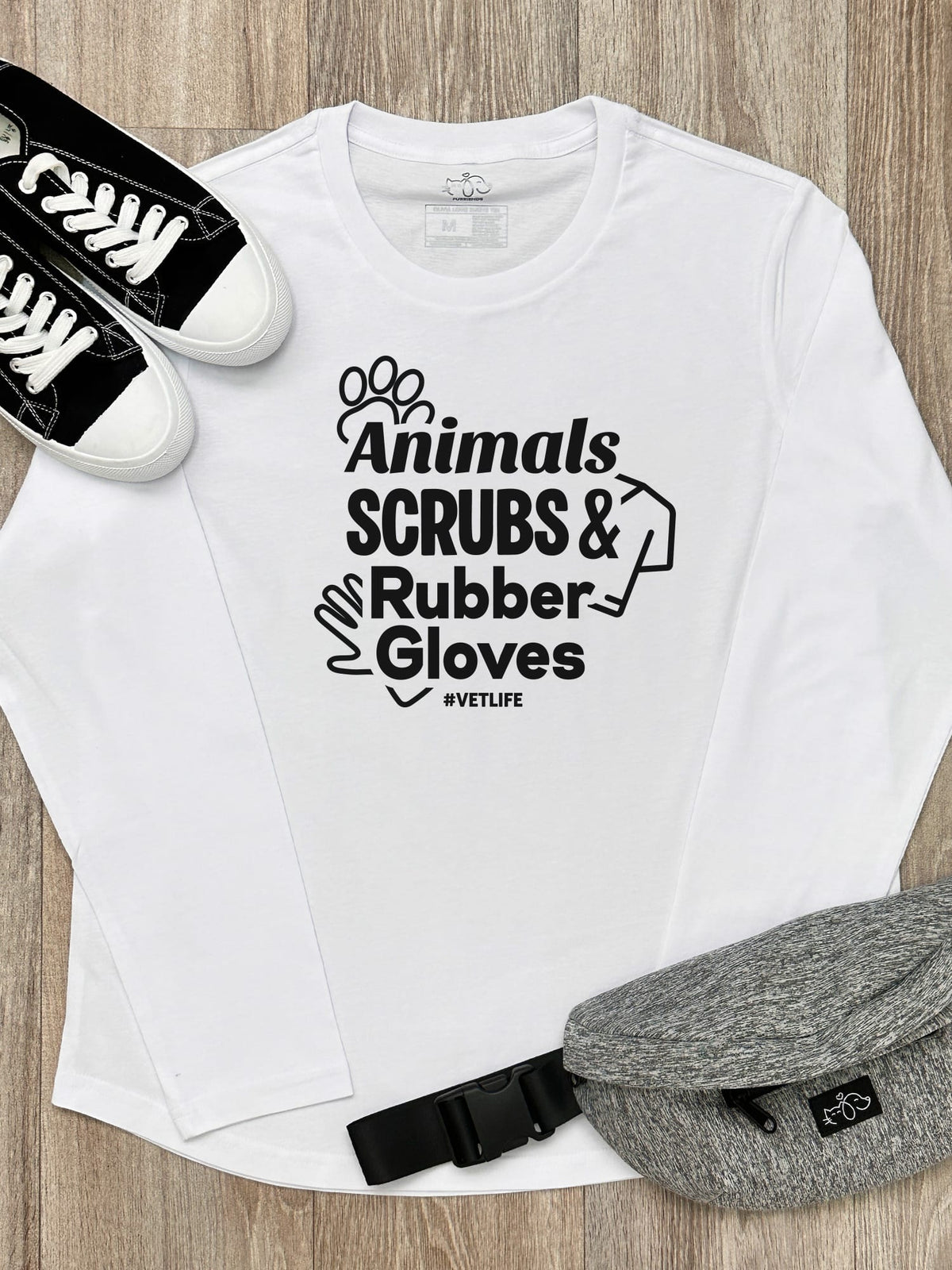 Animals, Scrubs & Rubber Gloves Olivia Women's Long Sleeve Tee