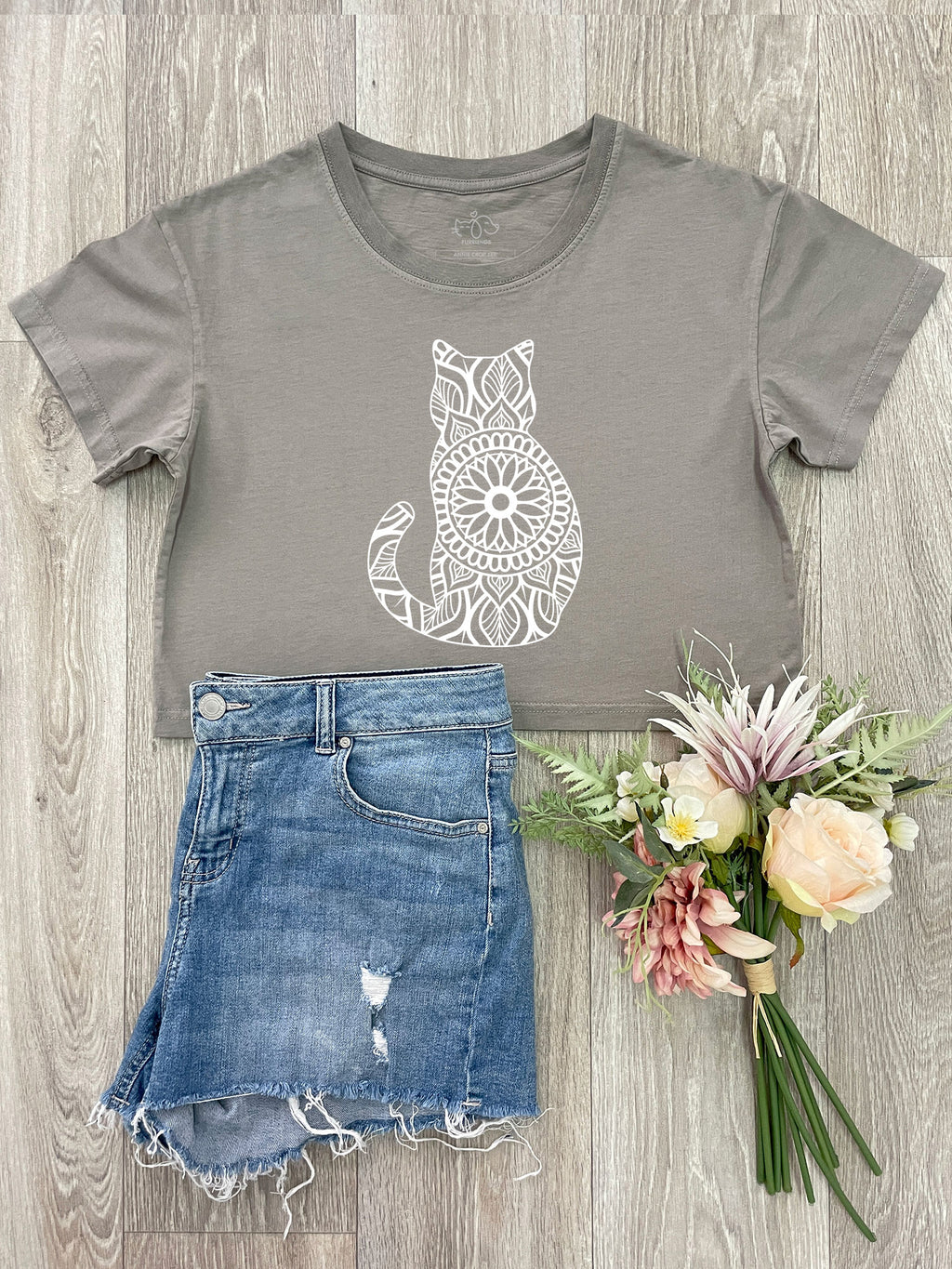 Cat Mandala Annie Crop Tee