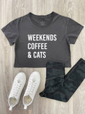 Weekends Coffee & Cats Annie Crop Tee