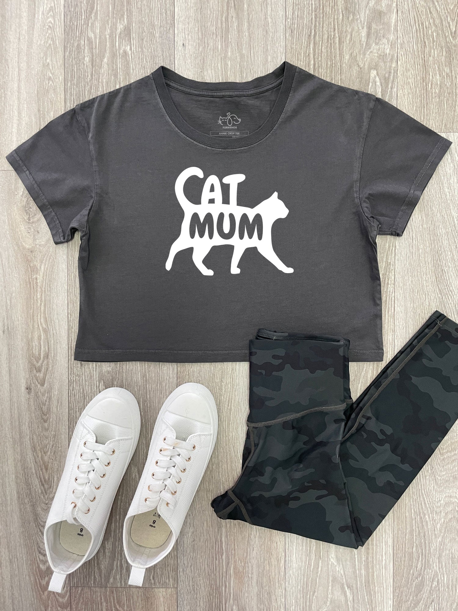 Cat Mum Silhouette Annie Crop Tee