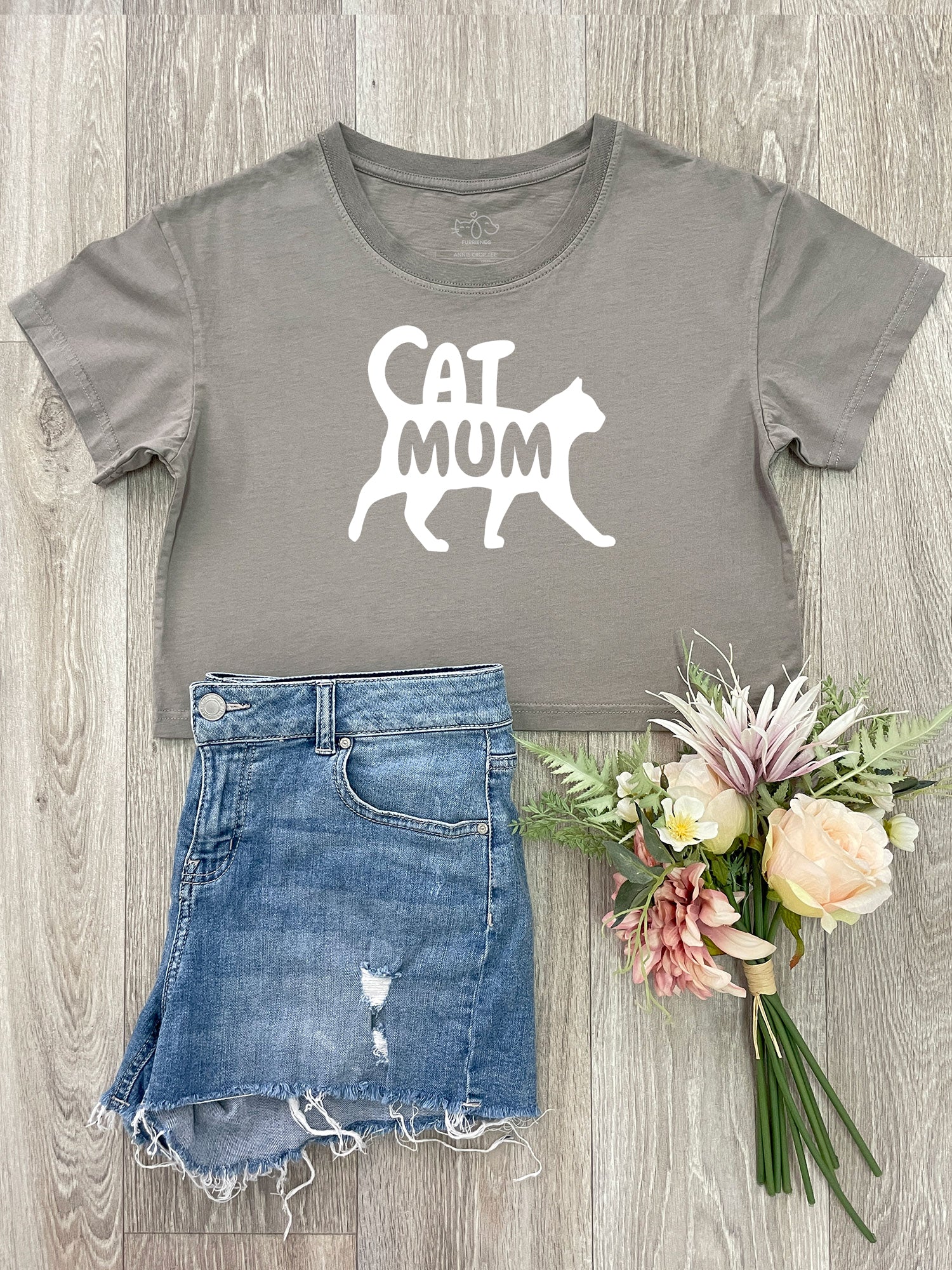 Cat Mum Silhouette Annie Crop Tee