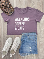 Weekends Coffee & Cats Annie Crop Tee