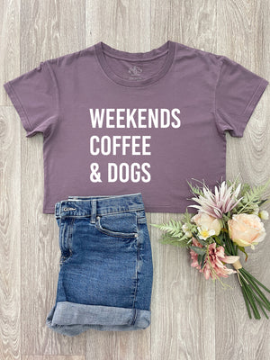 Weekends Coffee & Dogs Annie Crop Tee