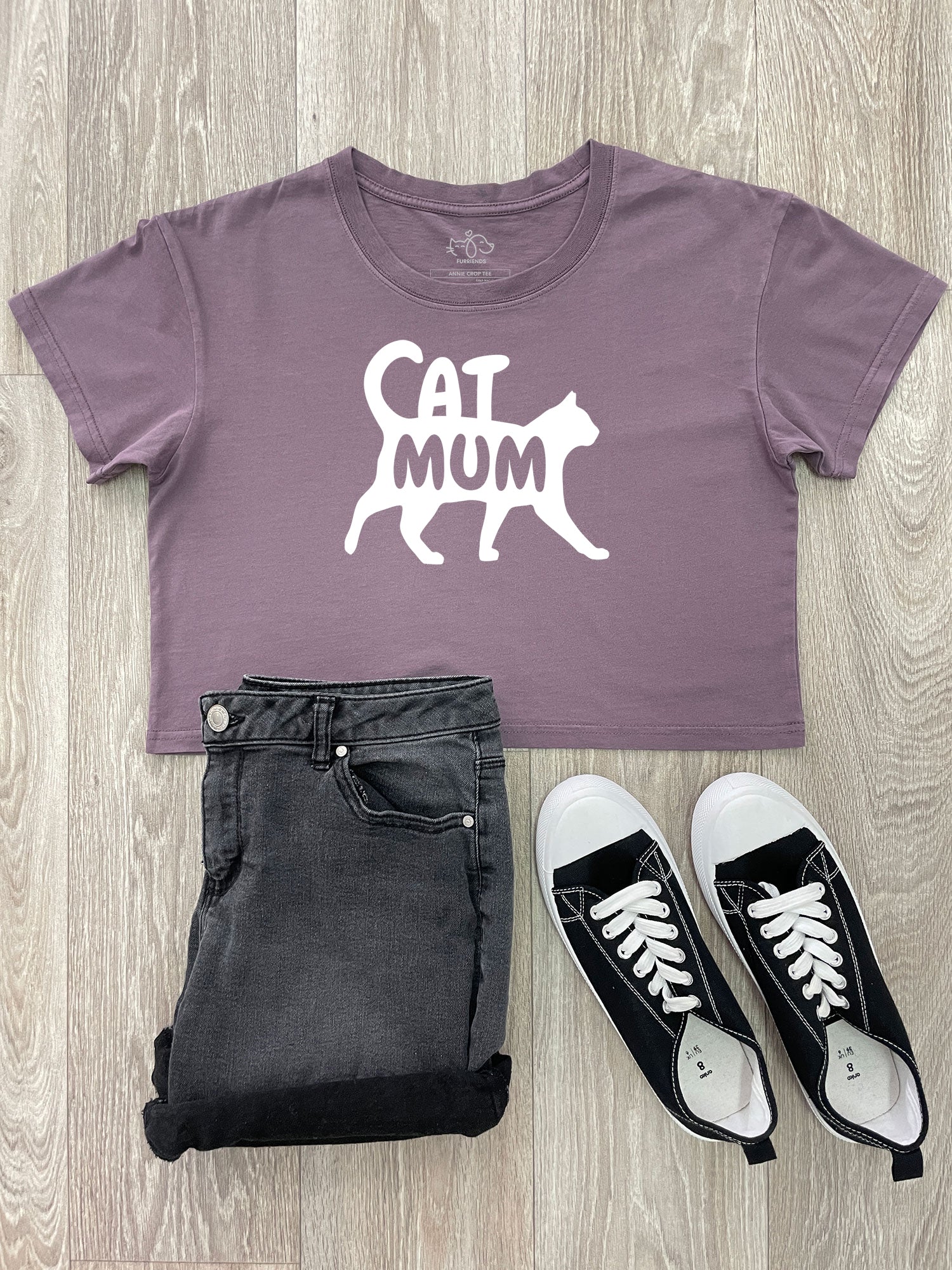 Cat Mum Silhouette Annie Crop Tee