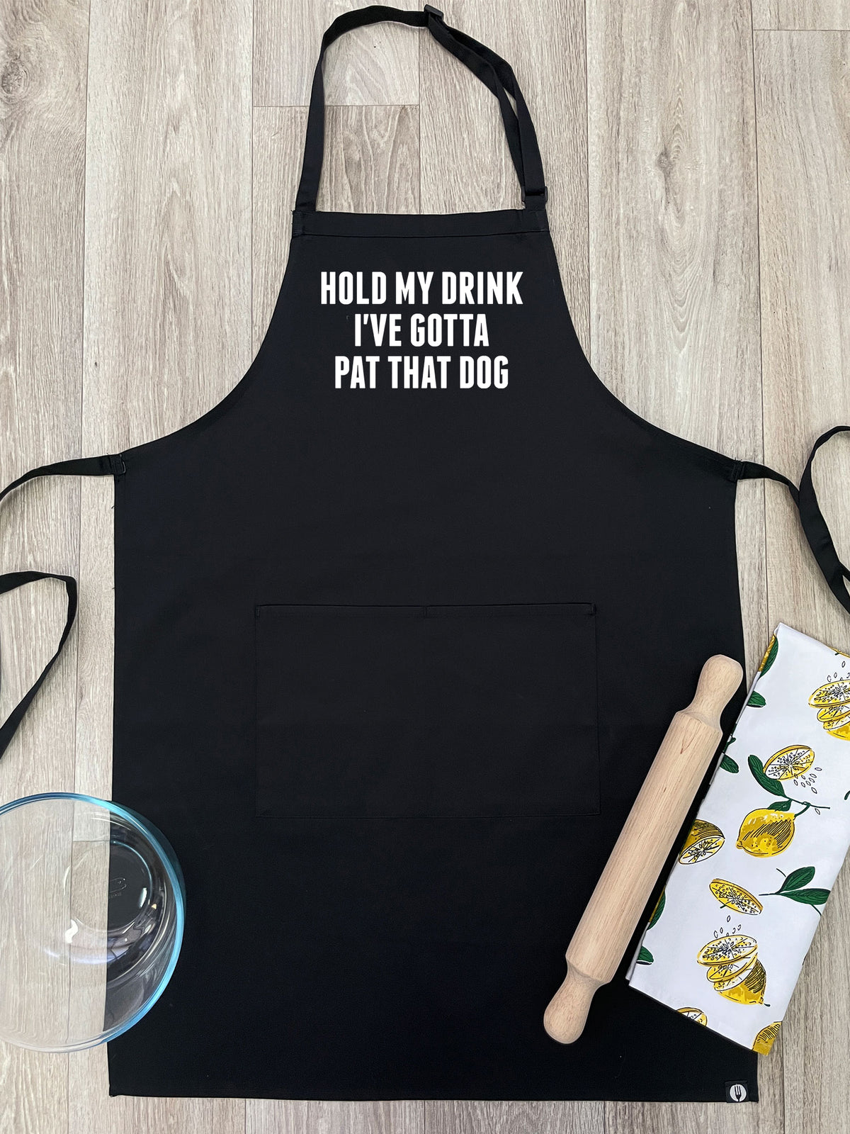 Hold My Drink I&#39;ve Gotta Pat That Dog Bib Apron
