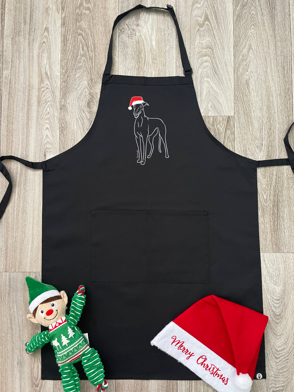 Greyhound Christmas Edition Bib Apron
