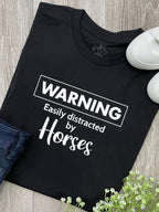 Warning. Easily Distracted By Horses Ava Women's Regular Fit Tee