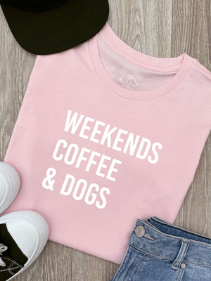 Weekends Coffee & Dogs Ava Women's Regular Fit Tee (SIZE L, WHITE) ***SALE***