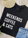 Weekends Coffee & Cats Ava Women's Regular Fit Tee