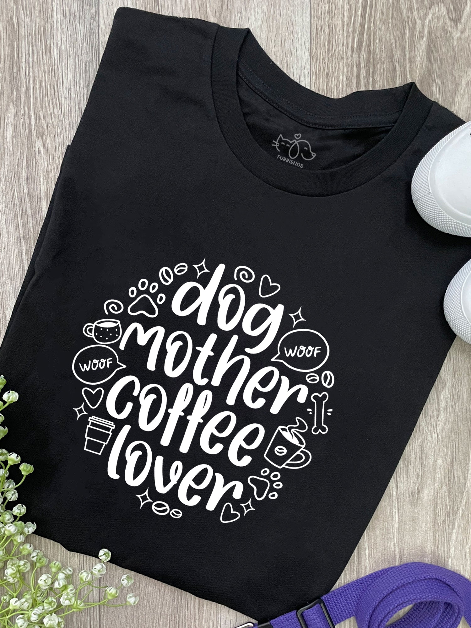 Dog Mother Coffee Lover Ava Women's Regular Fit Tee (Size S BLACK) ***SALE***