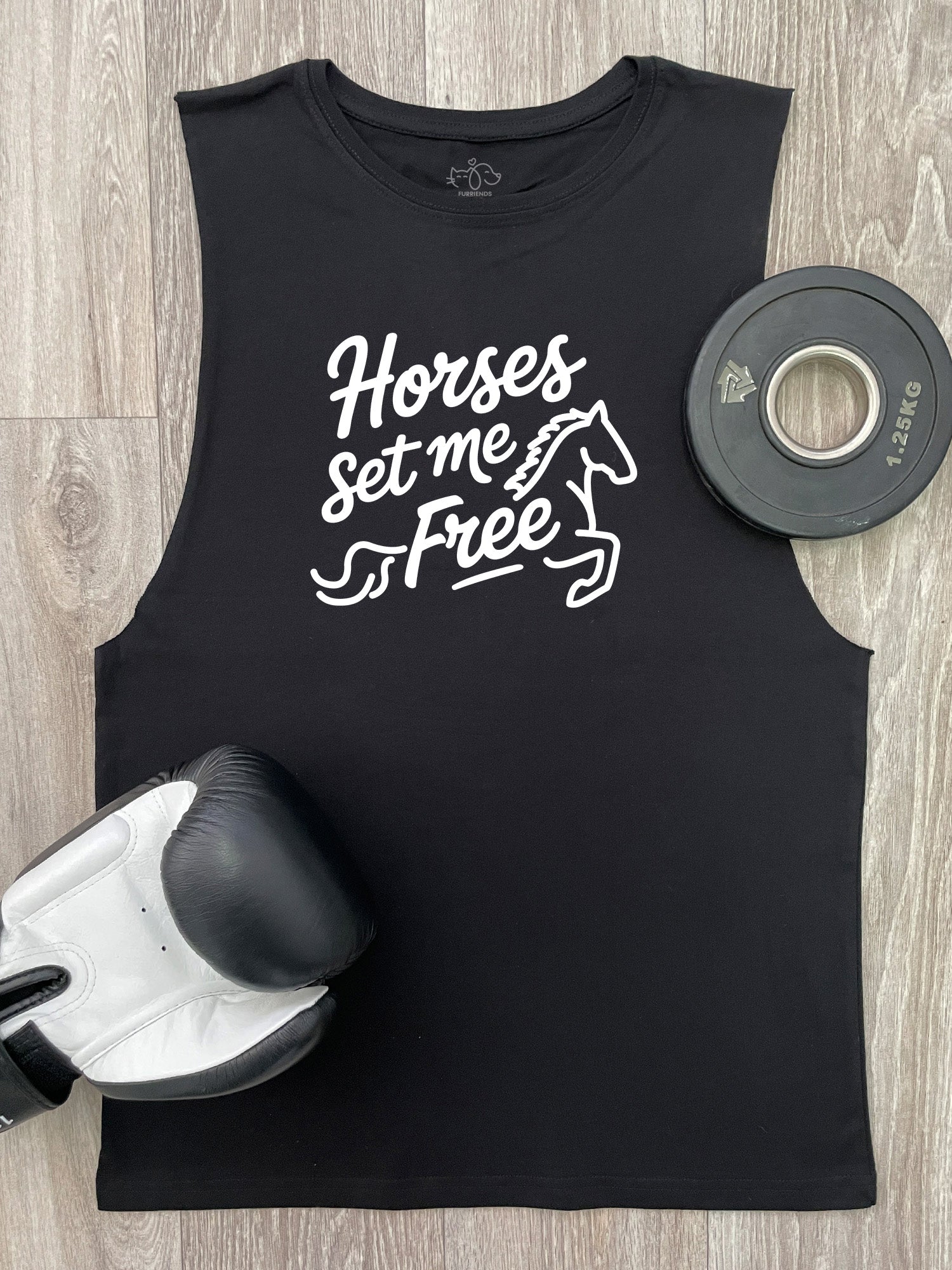 Horses Set Me Free Axel Drop Armhole Muscle Tank