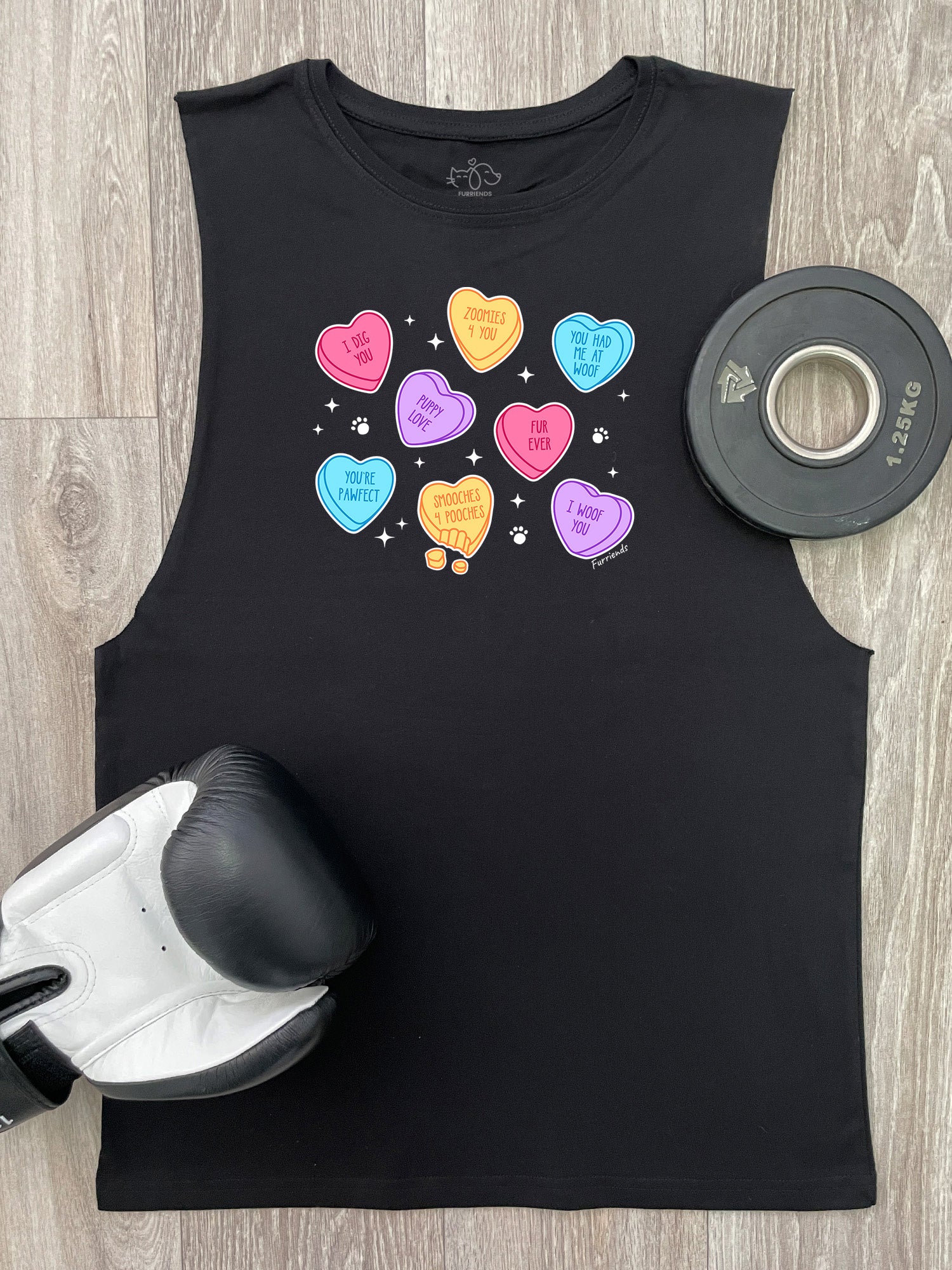 Candy Hearts - Dog Axel Drop Armhole Muscle Tank