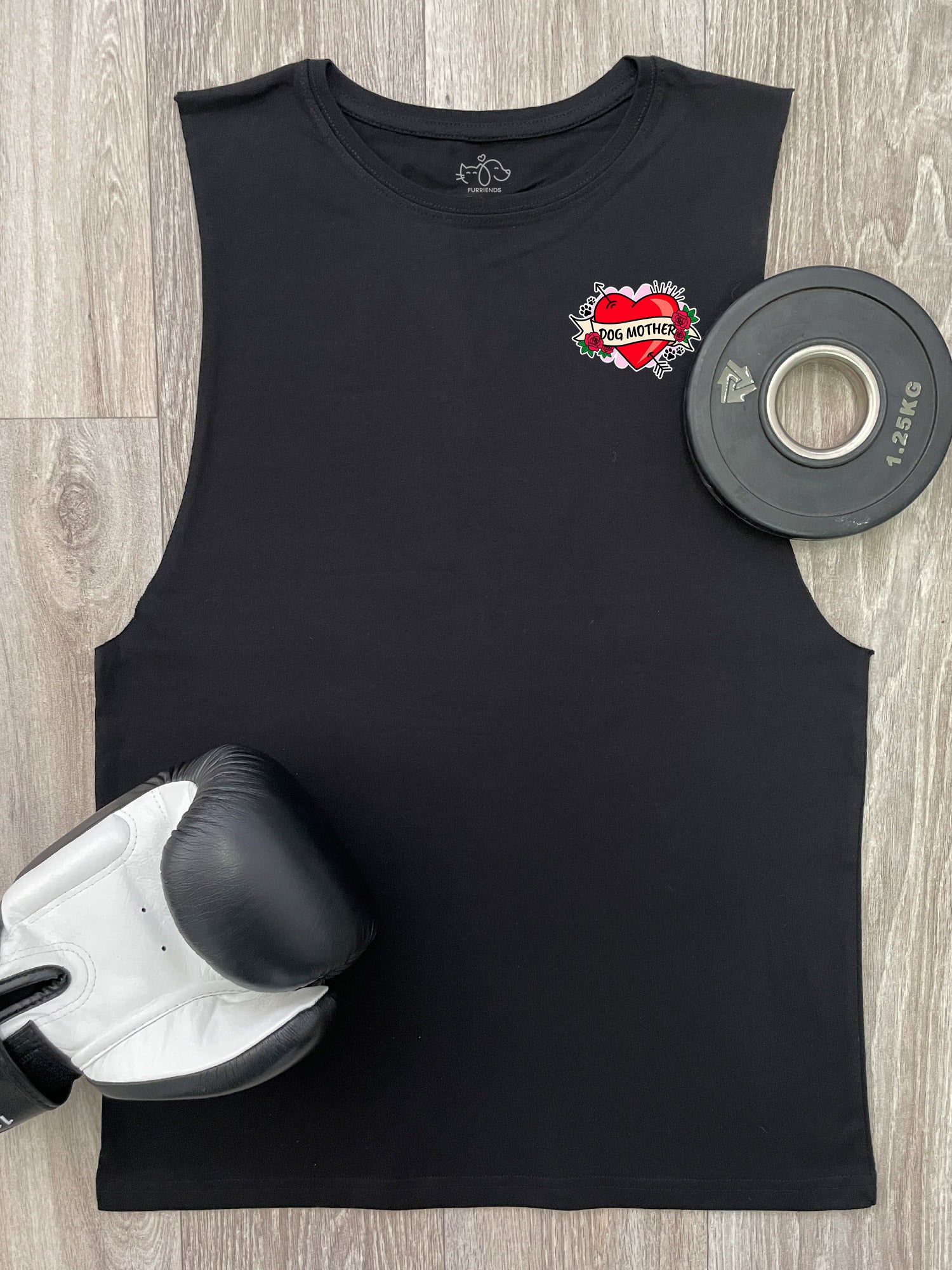 Dog Mother Heart Tattoo Axel Drop Armhole Muscle Tank