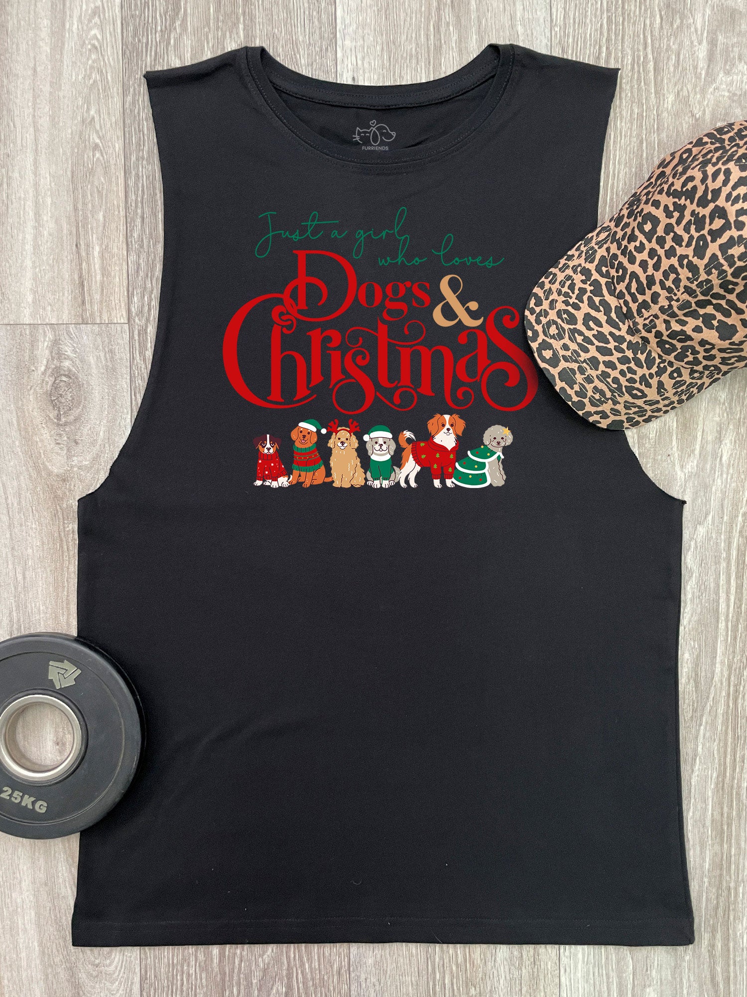 Just A Girl Who Loves Dogs & Christmas Axel Drop Armhole Muscle Tank
