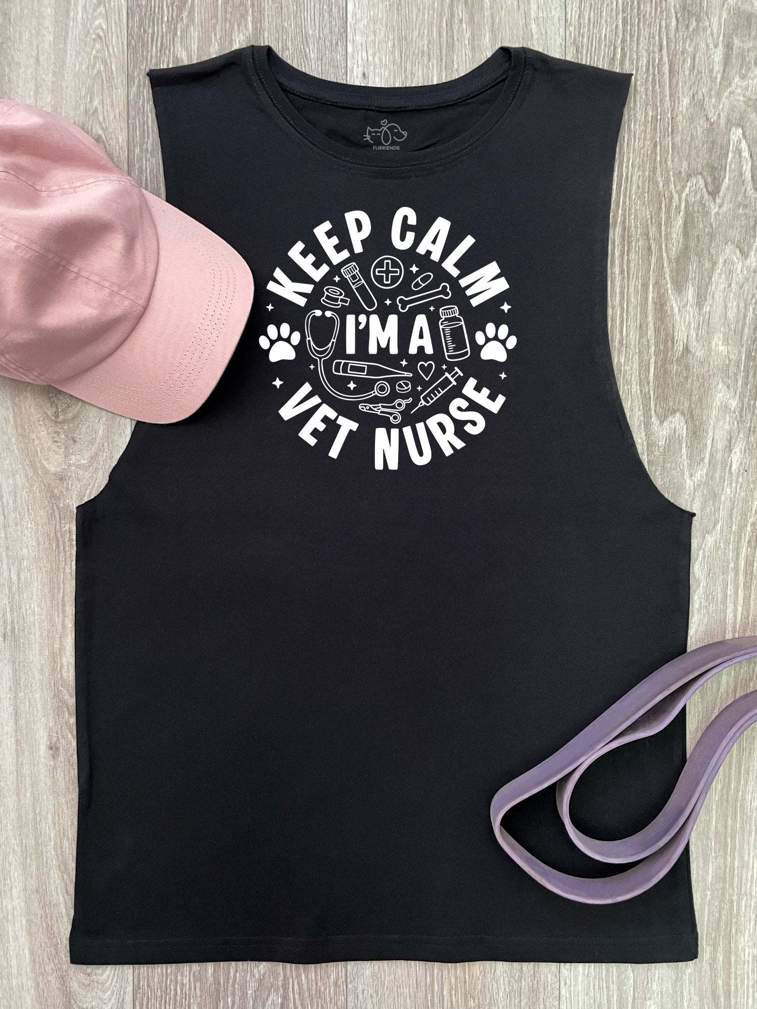 Keep Calm I'm A Vet Nurse Axel Drop Armhole Muscle Tank