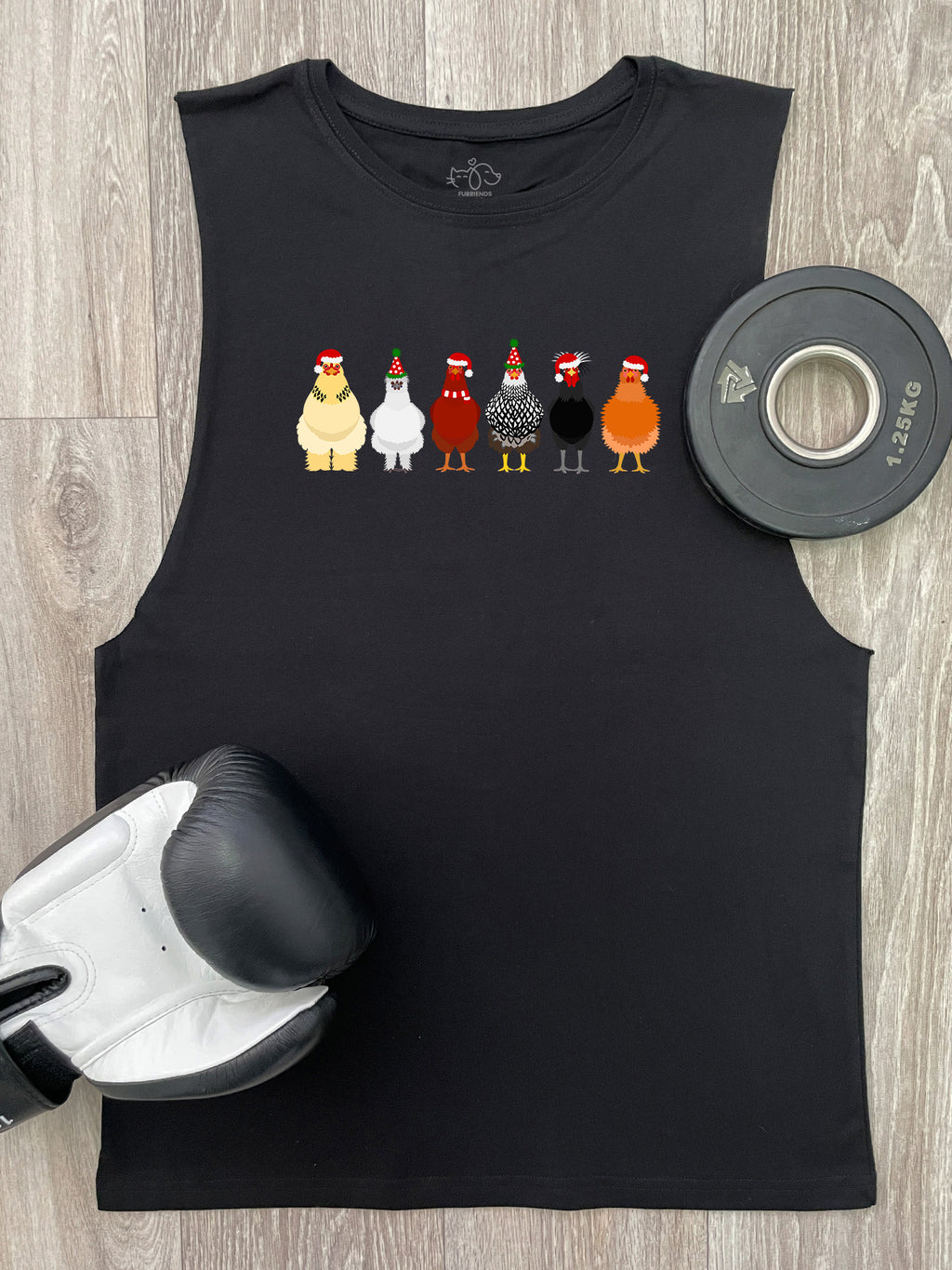 Merry Clucking Christmas Axel Drop Armhole Muscle Tank