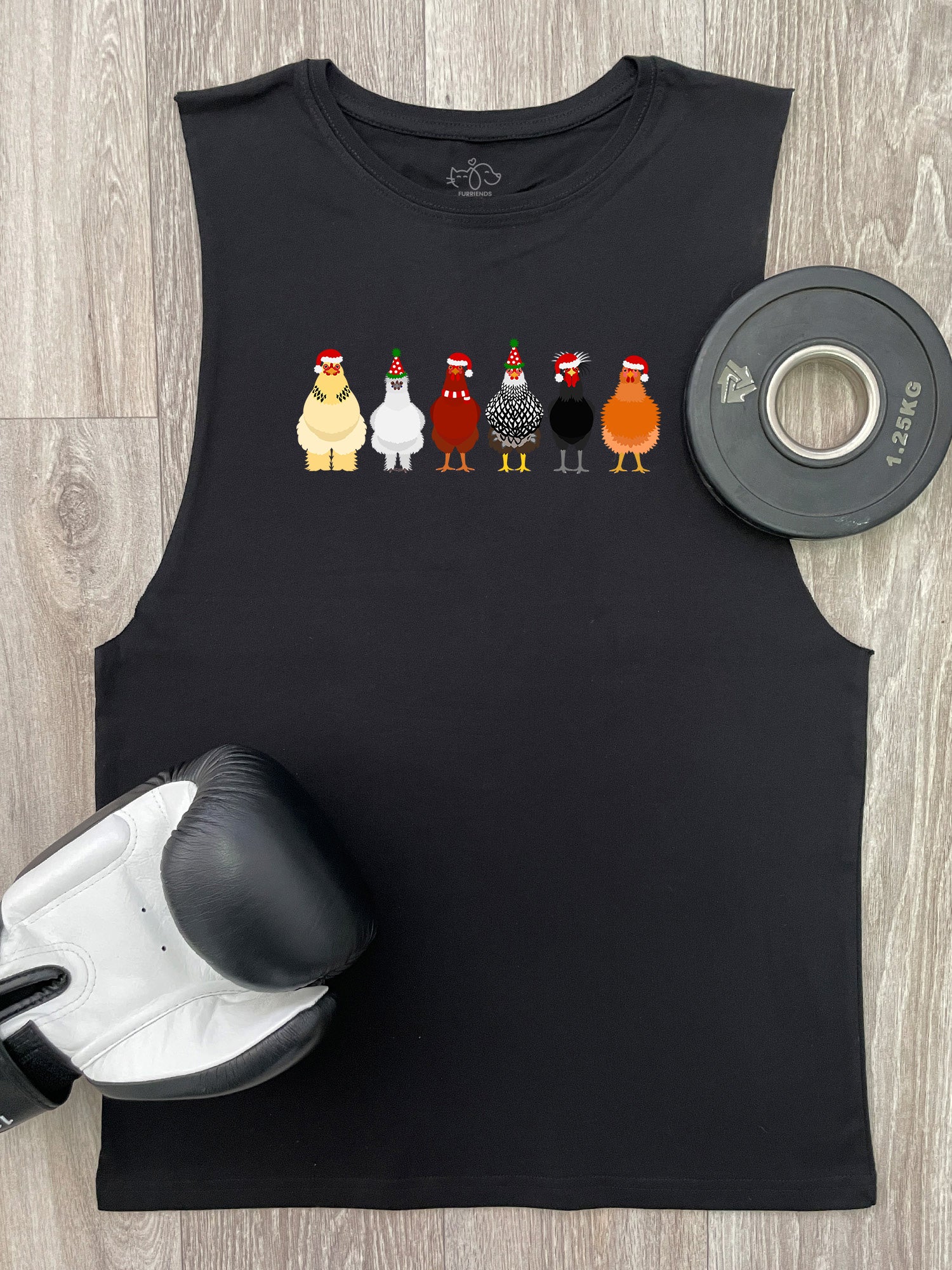 Merry Clucking Christmas Axel Drop Armhole Muscle Tank
