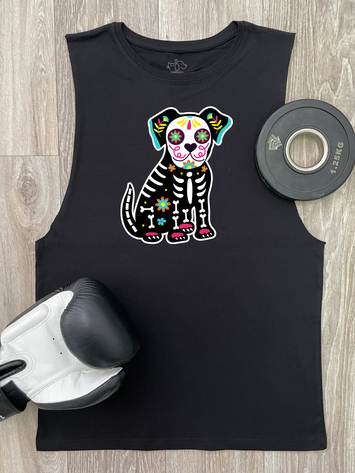 Sugar Skull Dog Axel Drop Armhole Muscle Tank
