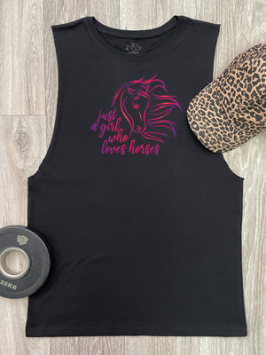 Just A Girl Who Loves Horses Axel Drop Armhole Muscle Tank