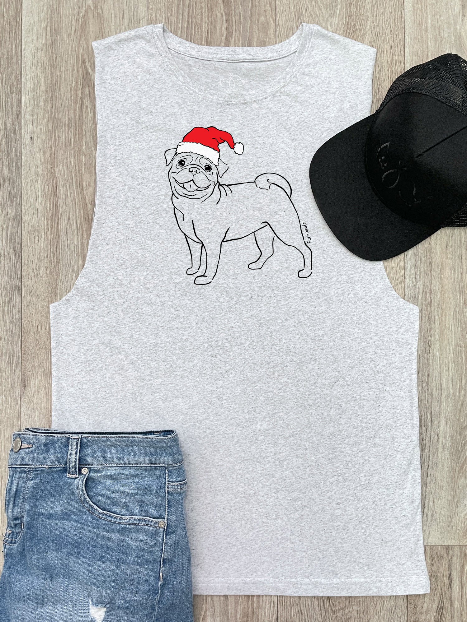 Pug Christmas Edition Axel Drop Armhole Muscle Tank