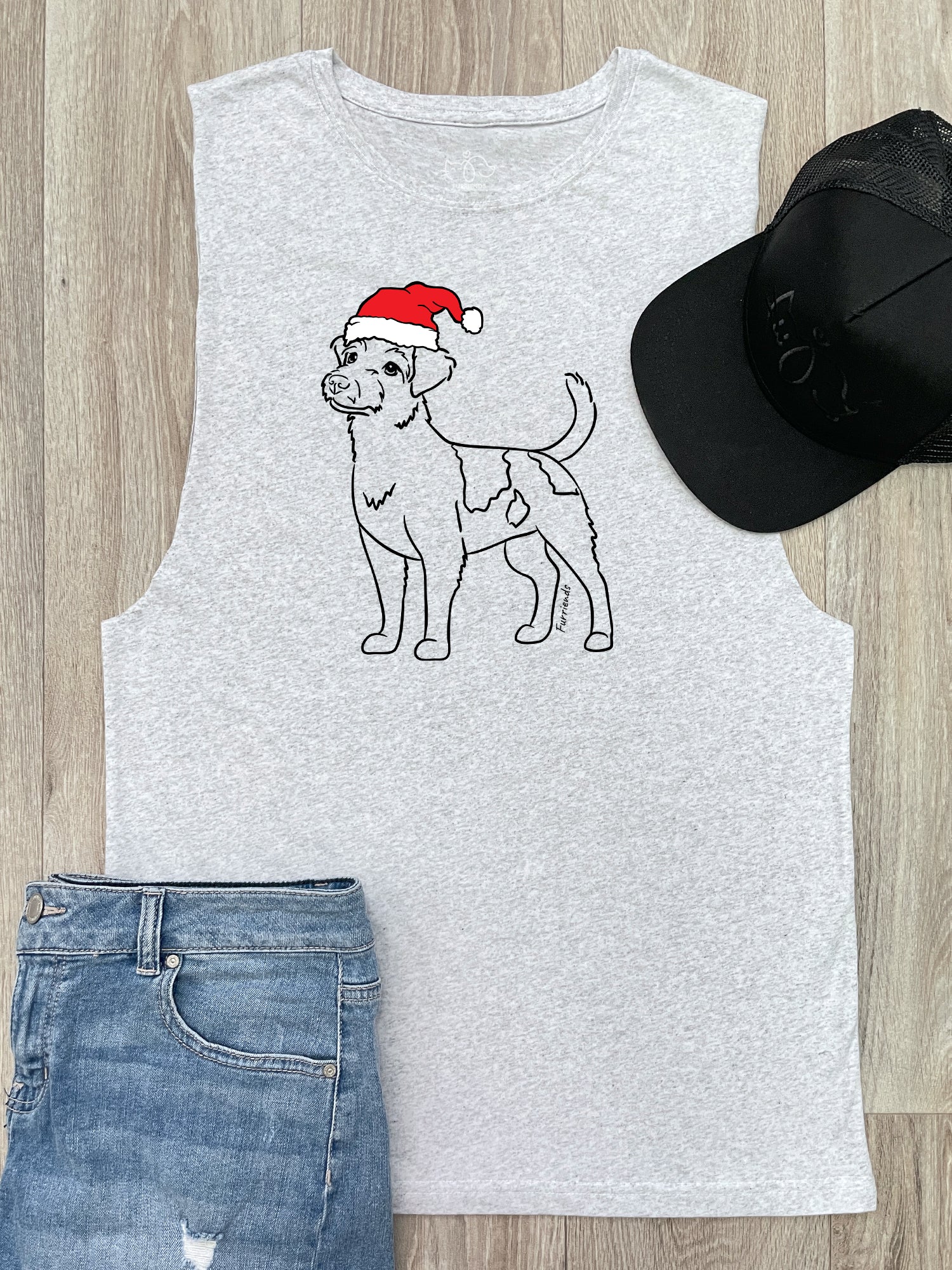 Jack Russell Terrier (Rough Coat) Christmas Edition Axel Drop Armhole Muscle Tank
