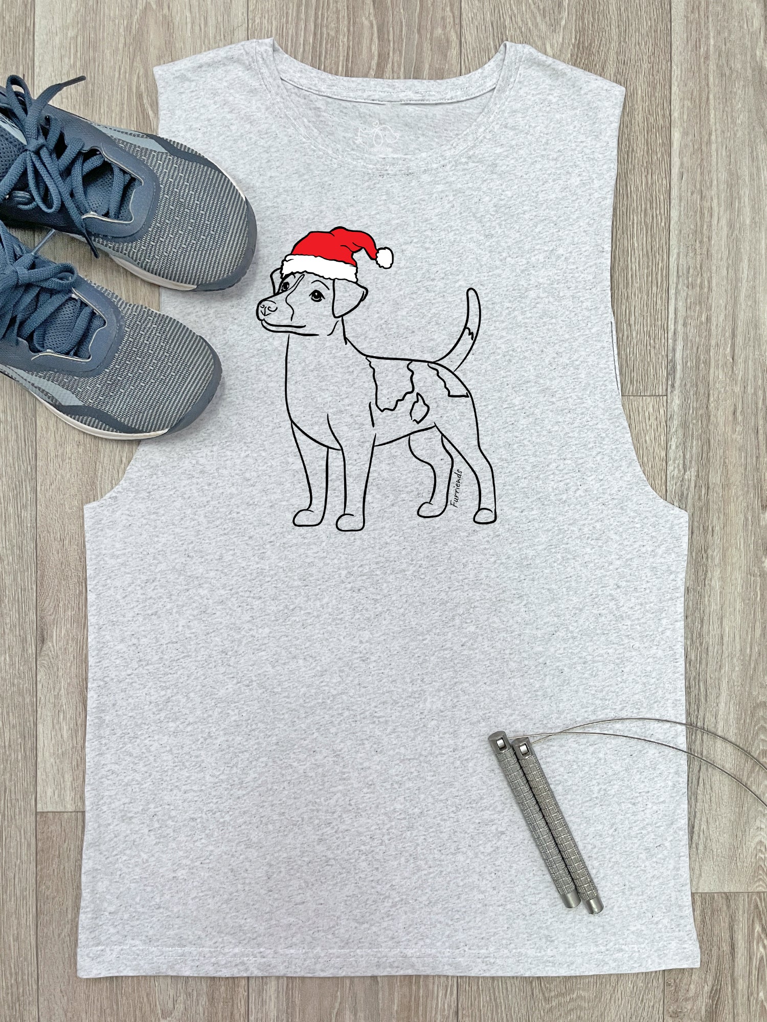 Jack Russell Terrier (Smooth Coat) Christmas Edition Axel Drop Armhole Muscle Tank
