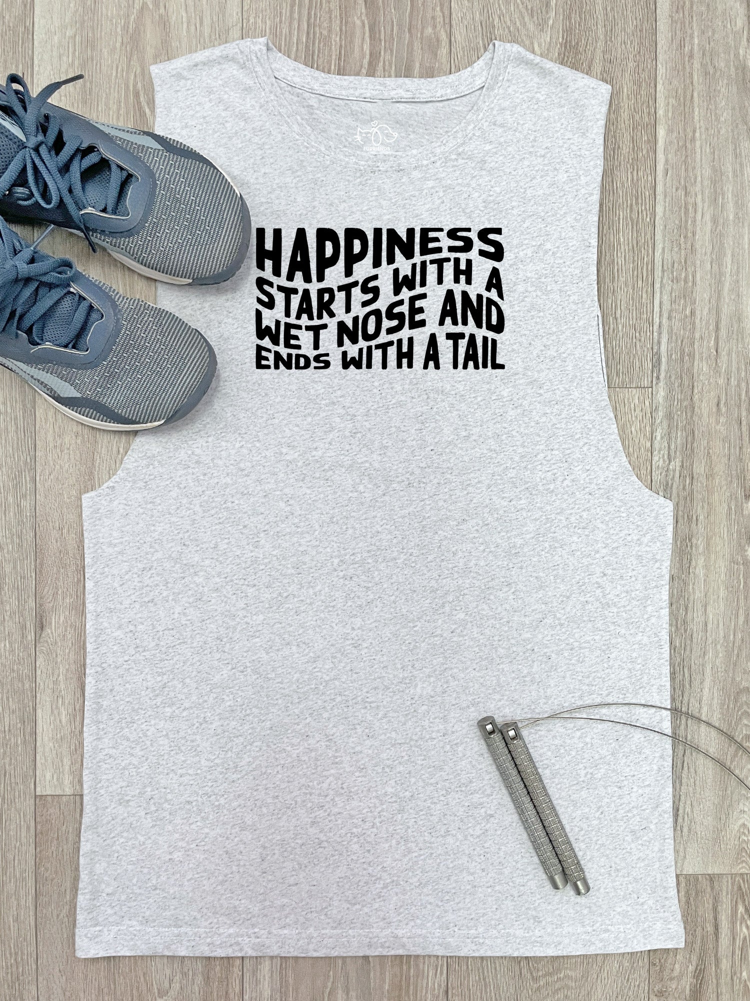 Happiness Starts With A Wet Nose And Ends With A Tail Axel Drop Armhole Muscle Tank