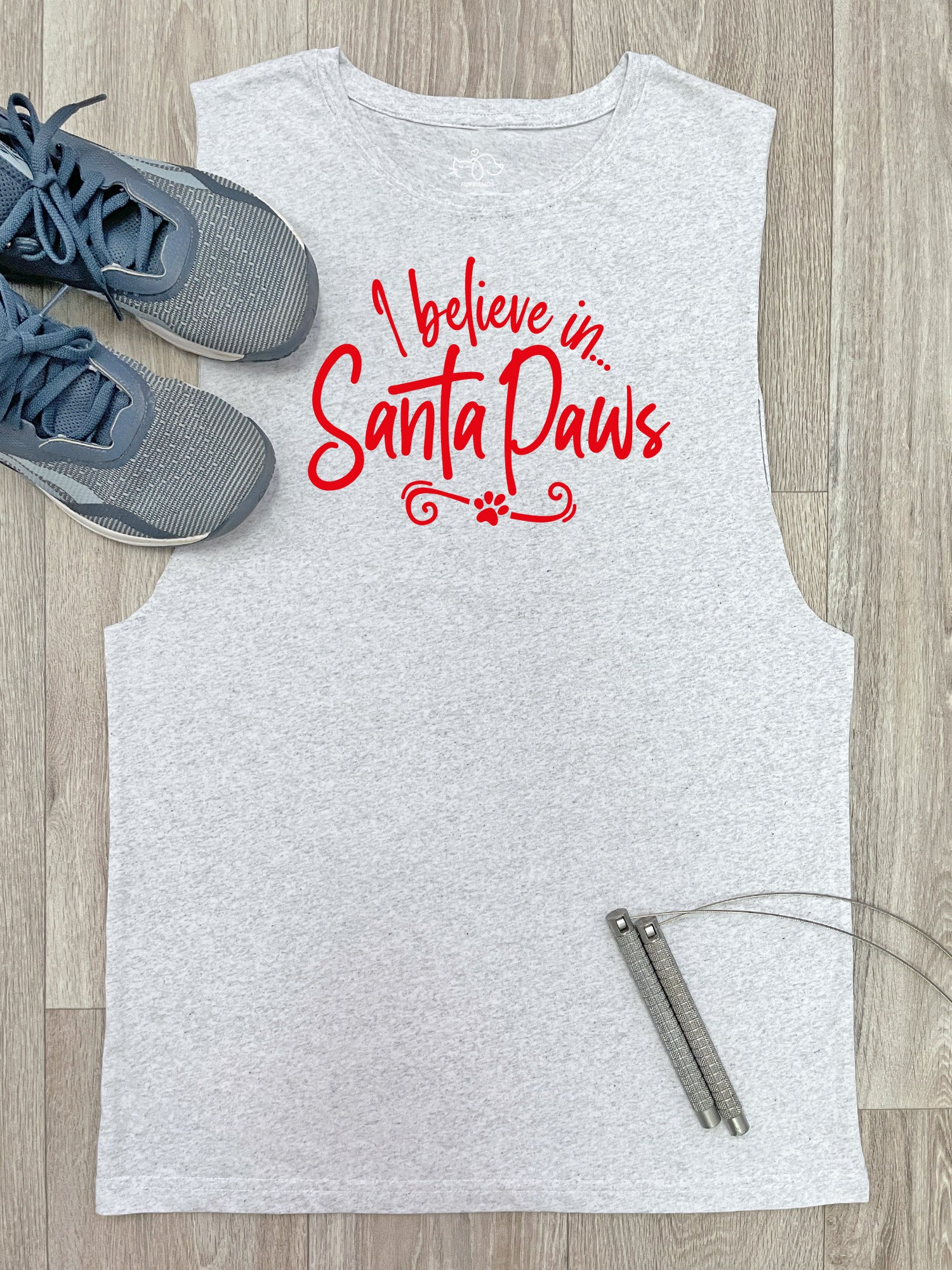 I Believe In Santa Paws Axel Drop Armhole Muscle Tank