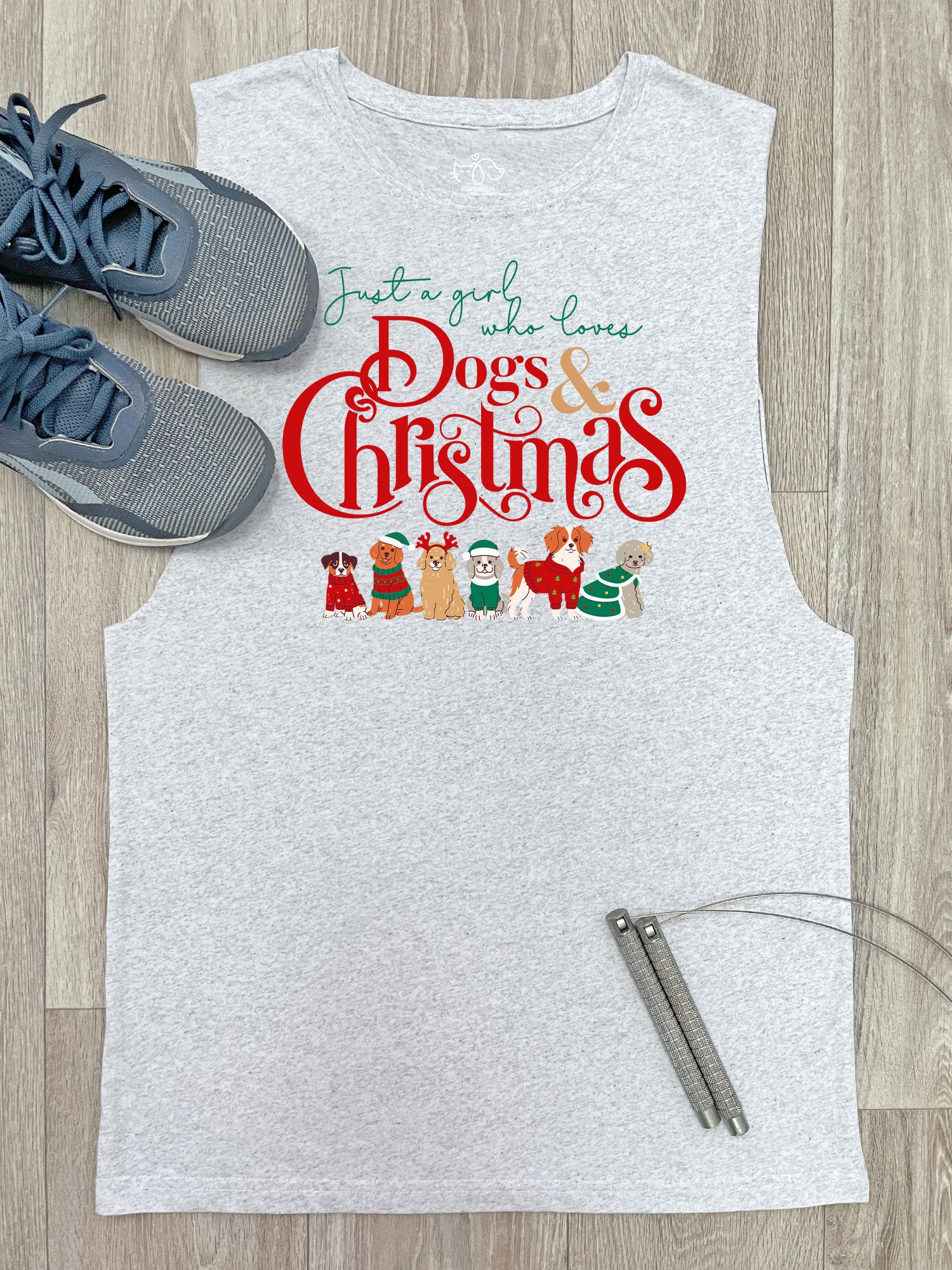 Just A Girl Who Loves Dogs & Christmas Axel Drop Armhole Muscle Tank