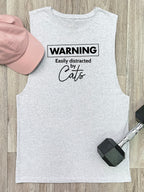 Warning. Easily Distracted By Cats Axel Drop Armhole Muscle Tank