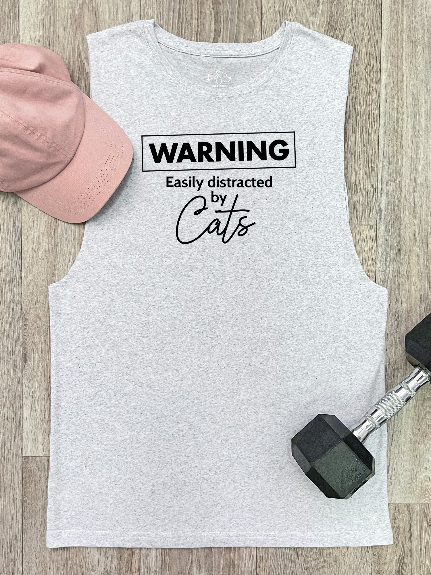 Warning. Easily Distracted By Cats Axel Drop Armhole Muscle Tank