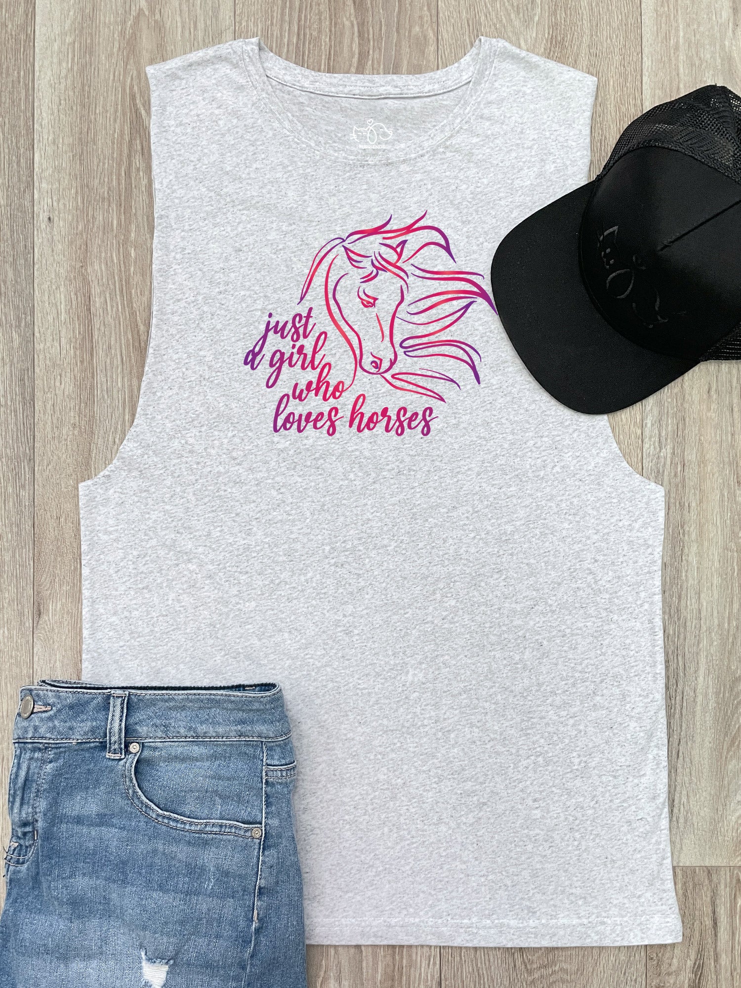 Just A Girl Who Loves Horses Axel Drop Armhole Muscle Tank