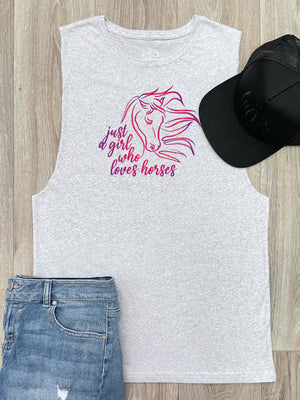 Just A Girl Who Loves Horses Axel Drop Armhole Muscle Tank