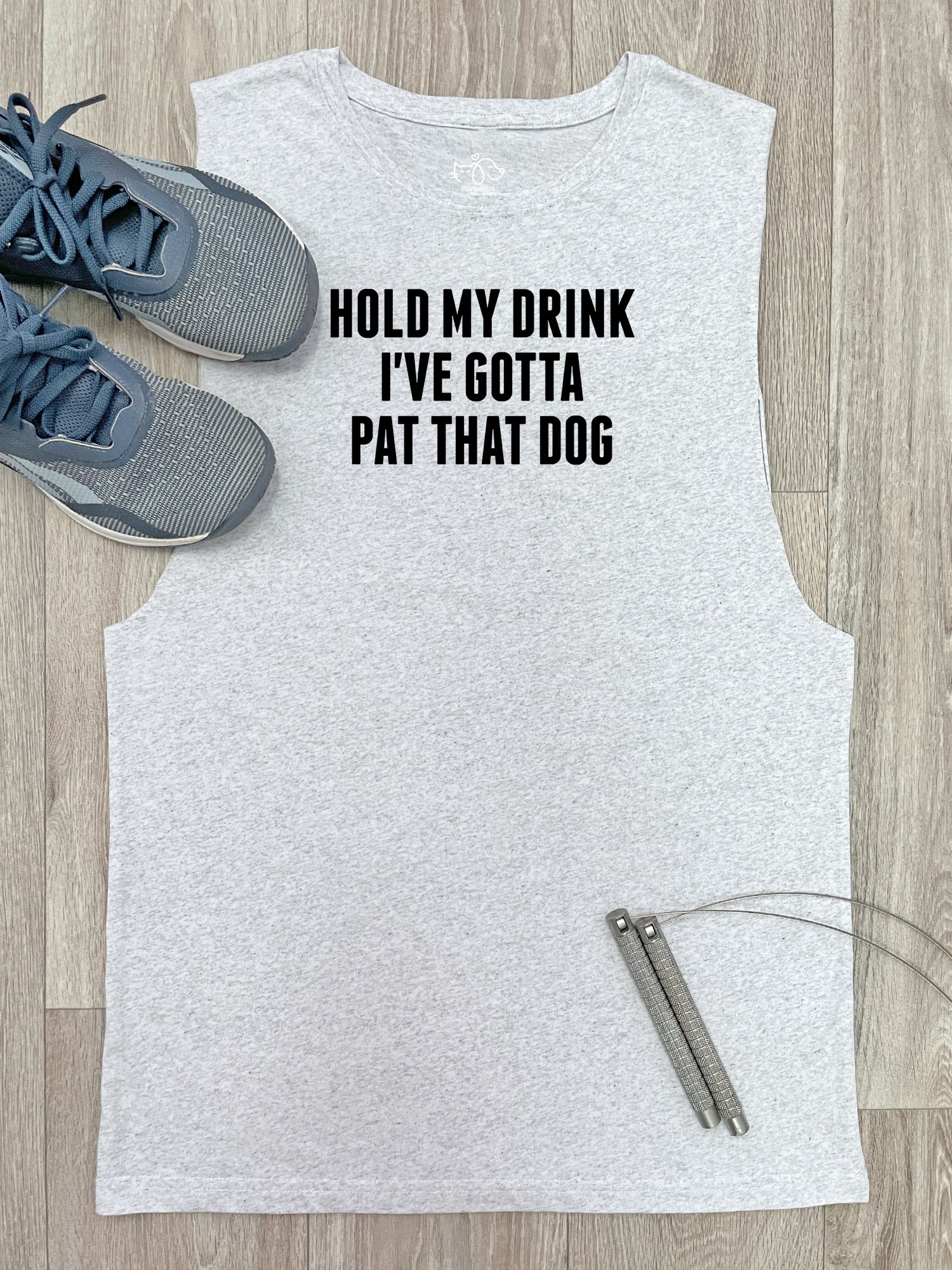Hold My Drink I've Gotta Pat That Dog Axel Drop Armhole Muscle Tank