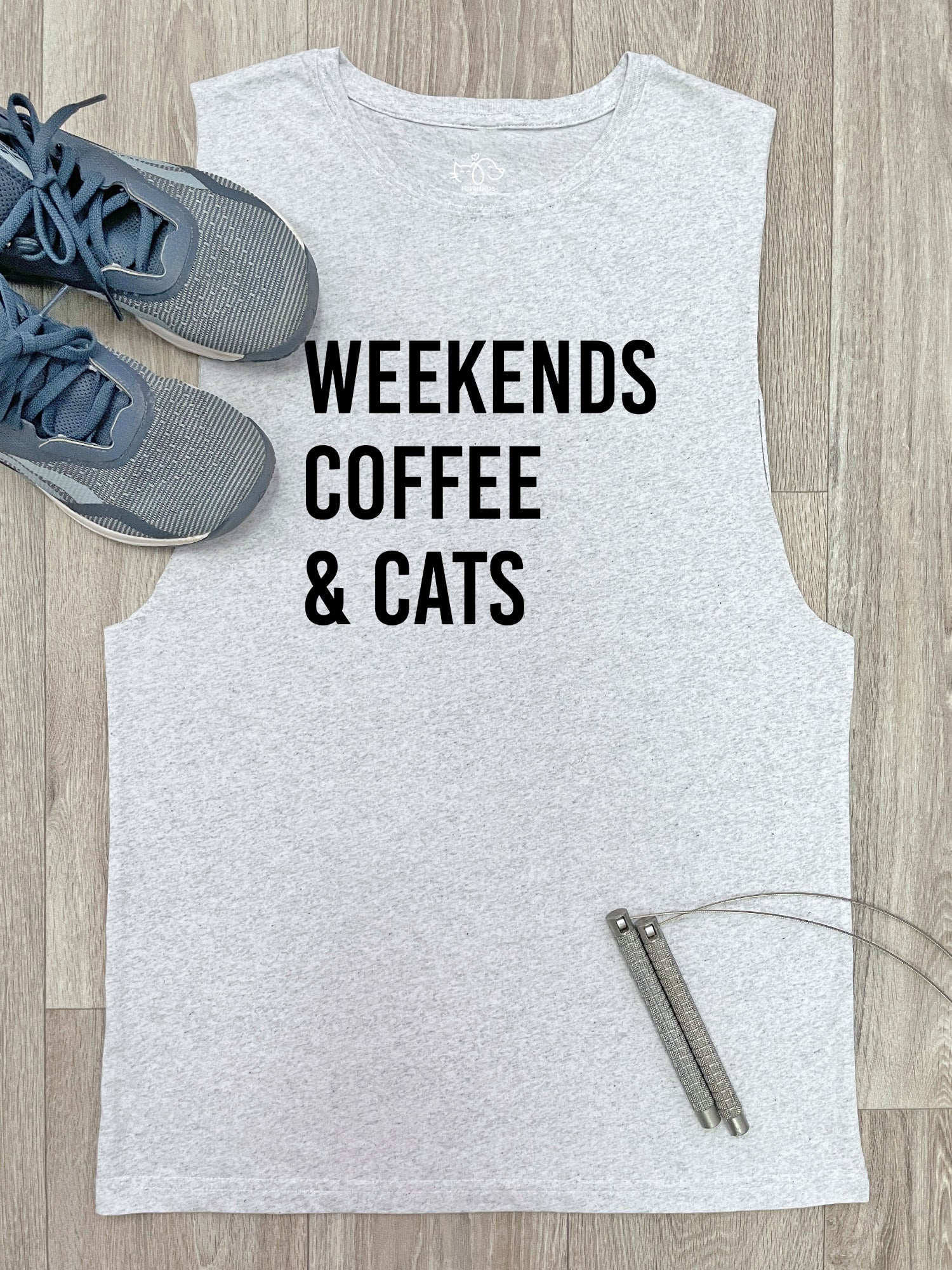 Weekends Coffee & Cats Axel Drop Armhole Muscle Tank