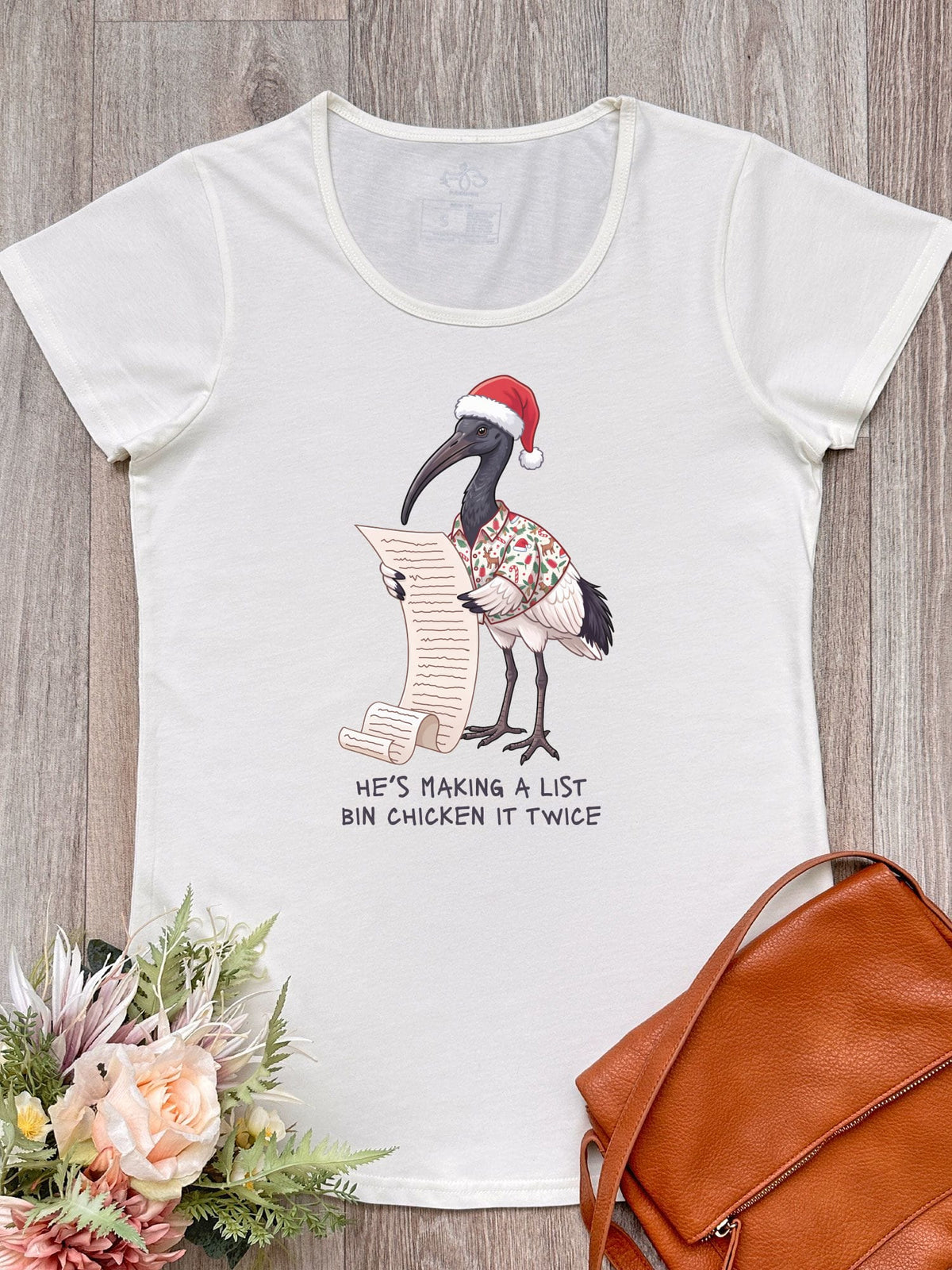 Bin Chicken It Twice Natural Remi tee with black lettering