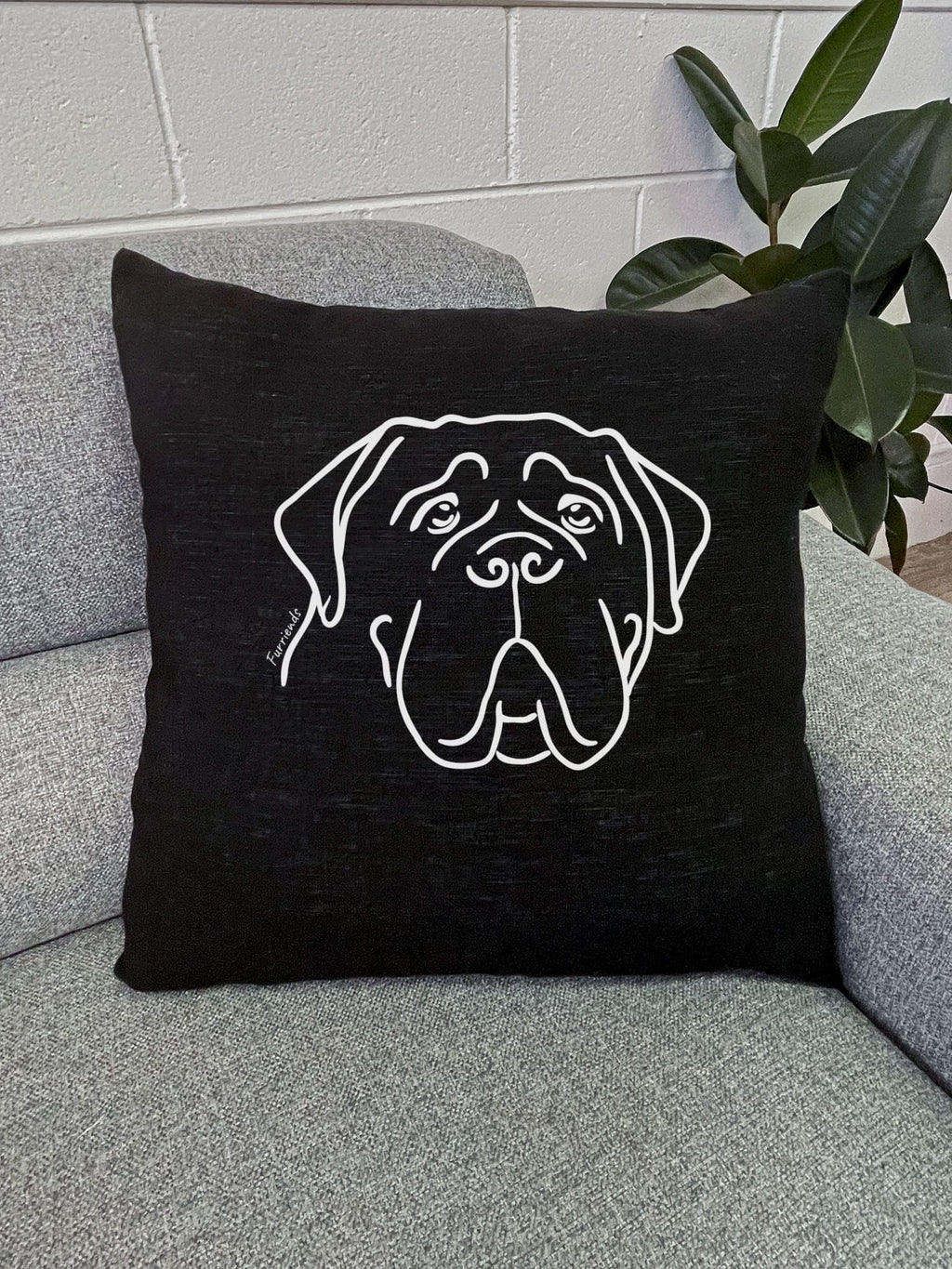 Bullmastiff Linen Cushion Cover