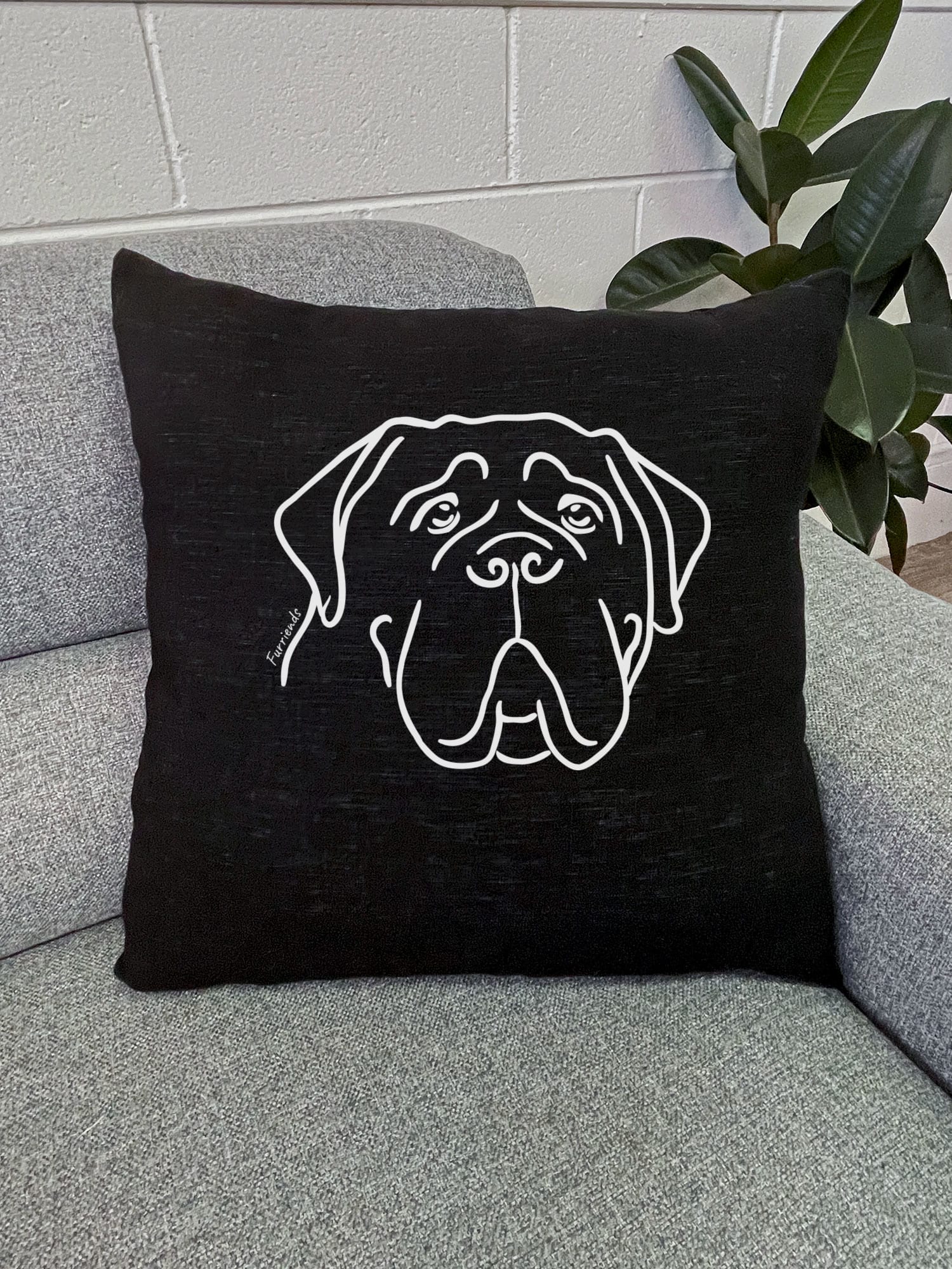Bullmastiff Linen Cushion Cover