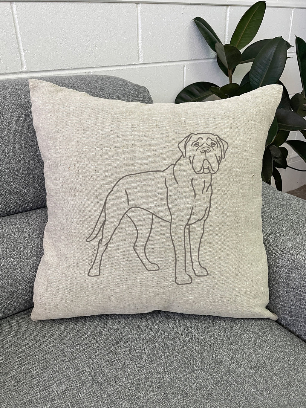 Bullmastiff Linen Cushion Cover