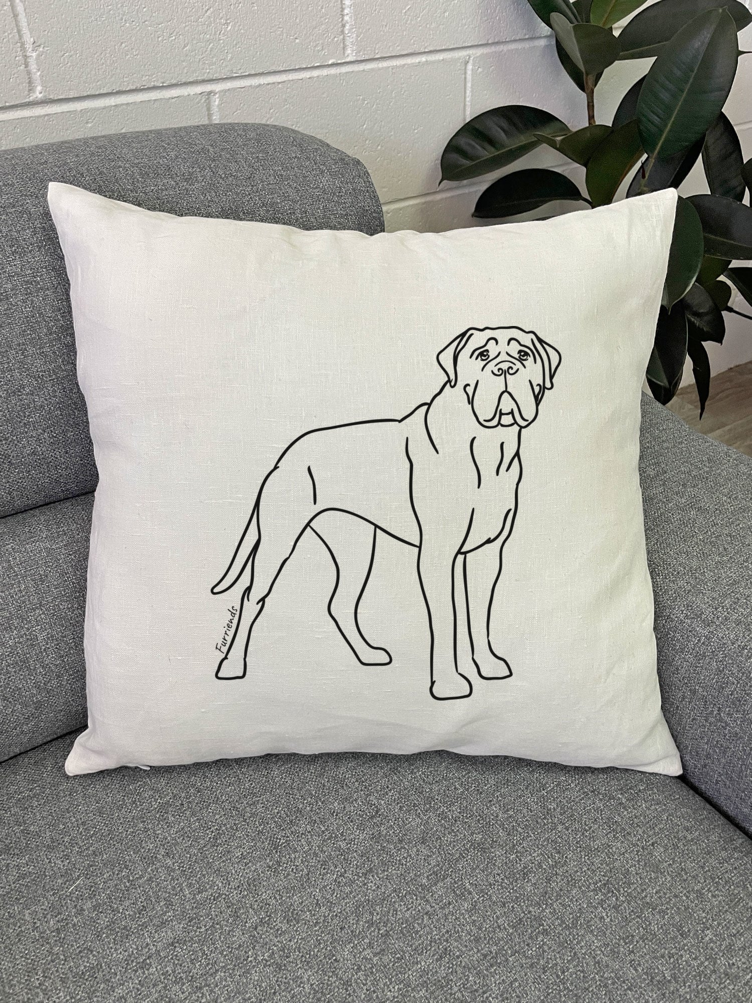 Bullmastiff Linen Cushion Cover