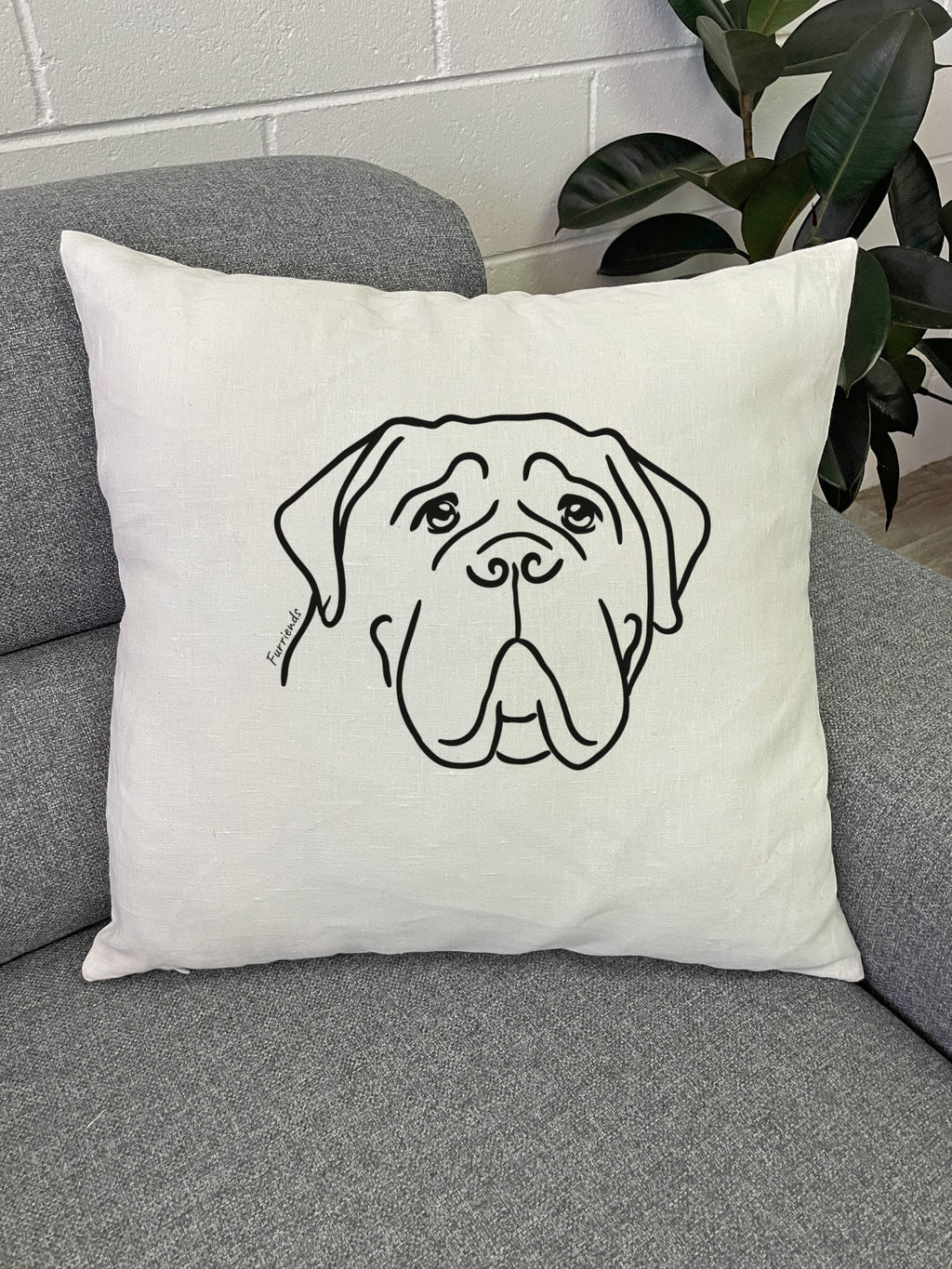 Bullmastiff Linen Cushion Cover