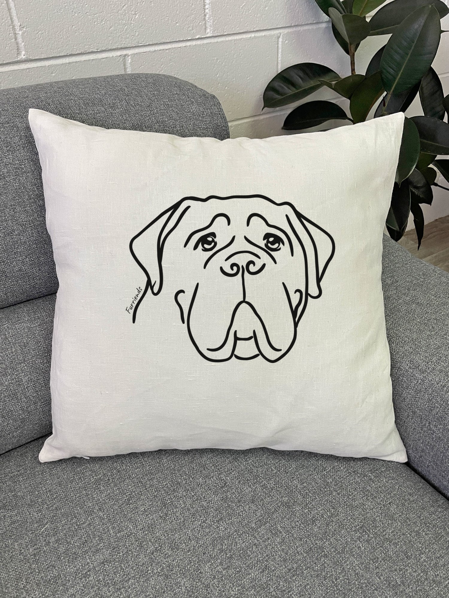Bullmastiff Linen Cushion Cover