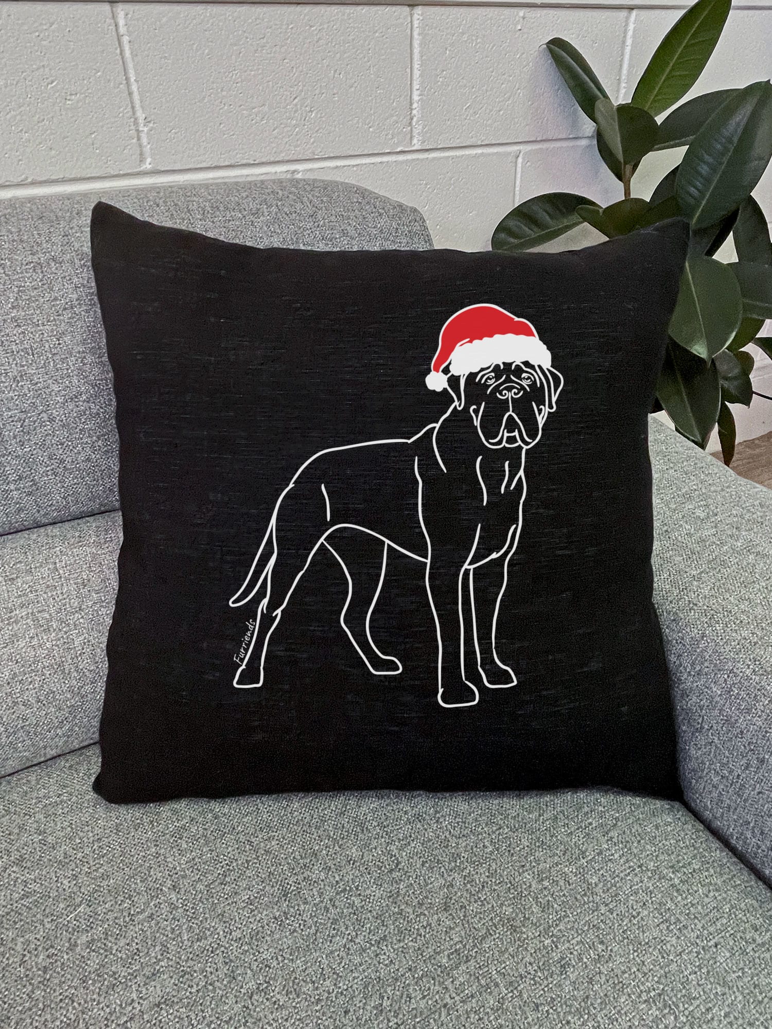 Bullmastiff Christmas Edition Linen Cushion Cover