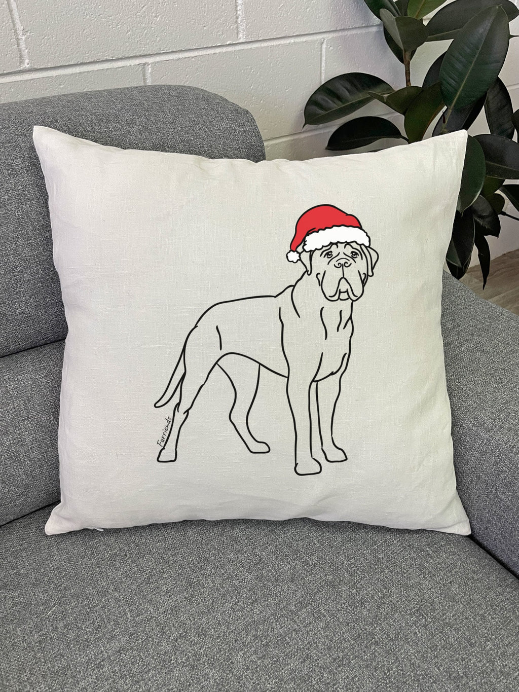 Bullmastiff Christmas Edition Linen Cushion Cover