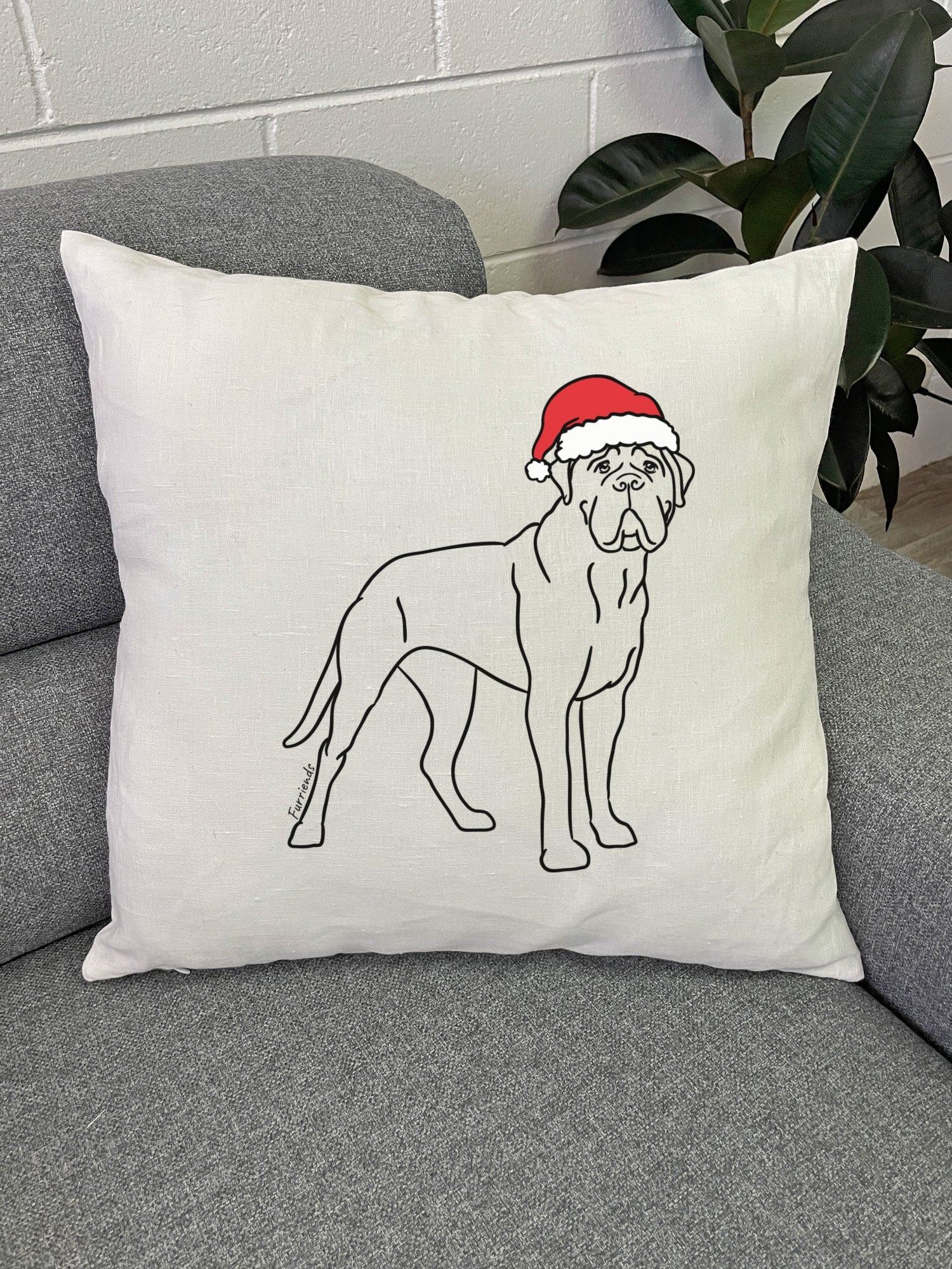 Bullmastiff Christmas Edition Linen Cushion Cover